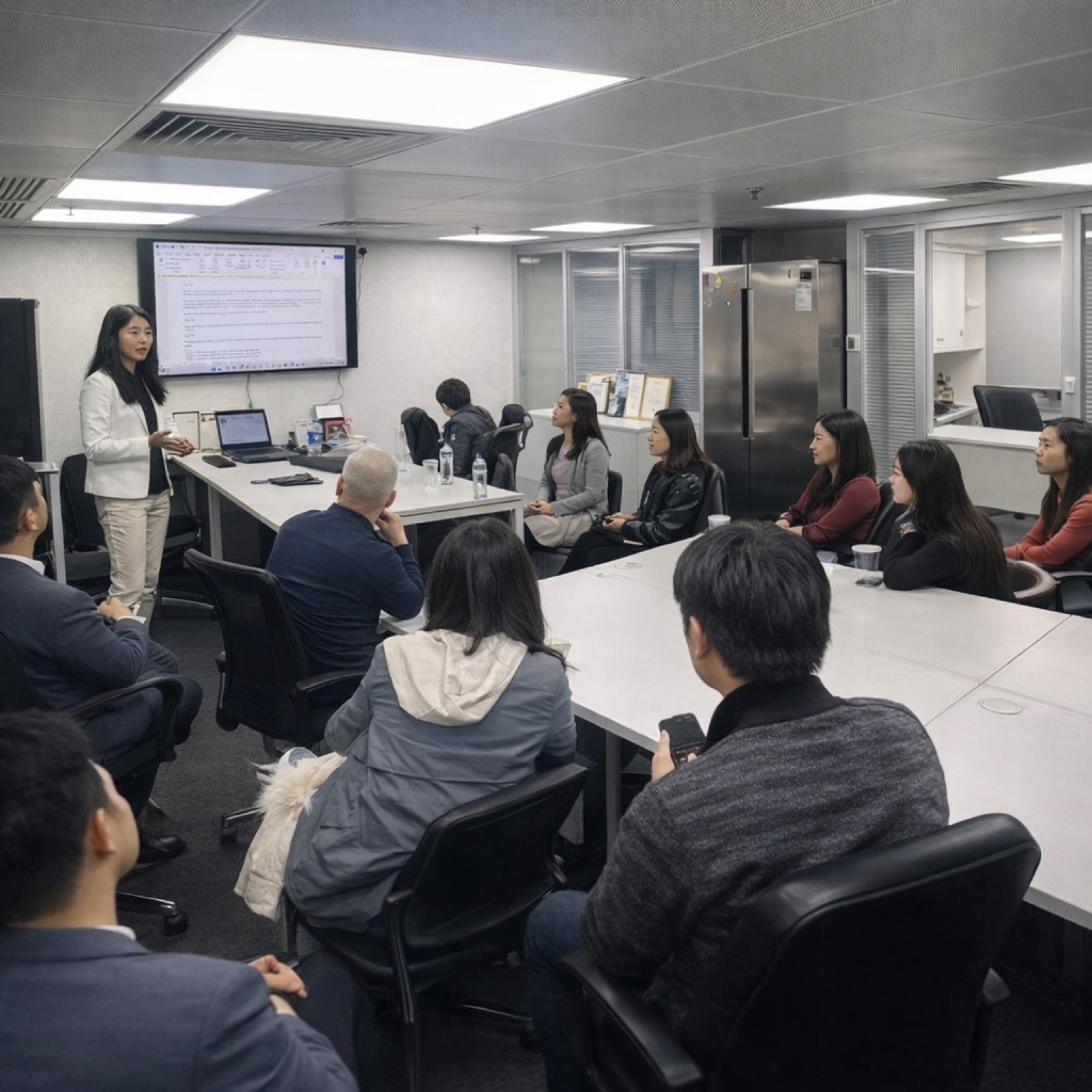 Small-group session in a training room